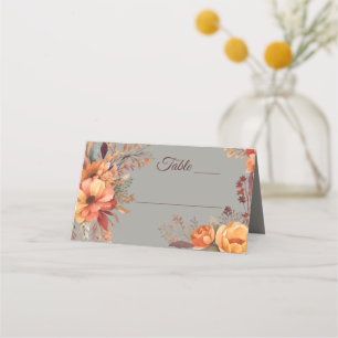 Fall Watercolor Rustic Floral Wedding Place Card