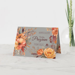 Fall Watercolor Rustic floral wedding Program