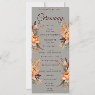 Fall Watercolor Rustic Floral Wedding Program