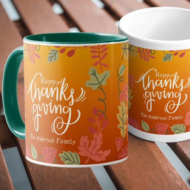 Fall Watercolor Stylish Rustic Happy Thanksgiving Mug (Creator Uploaded)