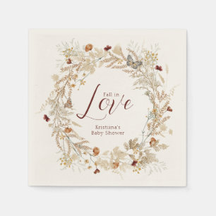 Fall Watercolor Wildflower Baby Shower Napkin