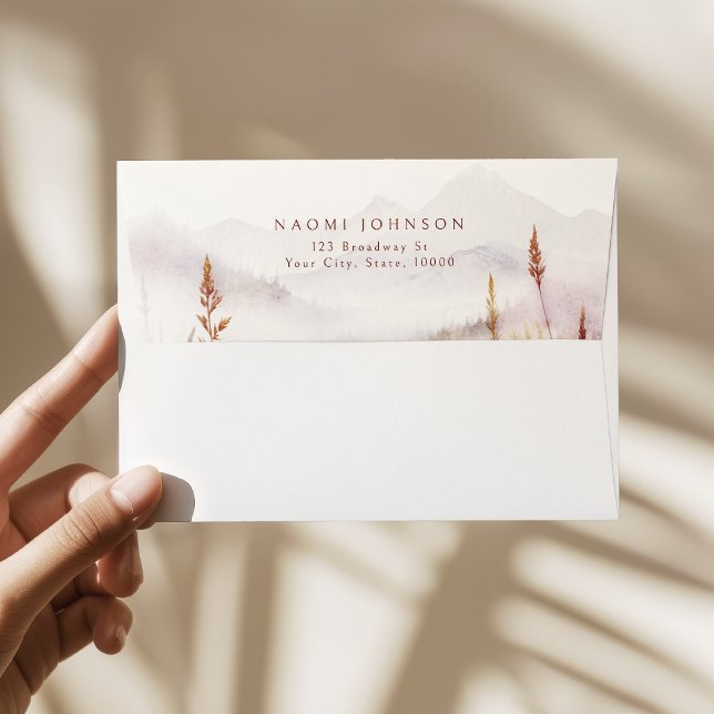 Fall Watercolor Wildflower Mountain Rustic Wedding Envelope (Fall Watercolor Wildflower Mountain Rustic Wedding Envelope)