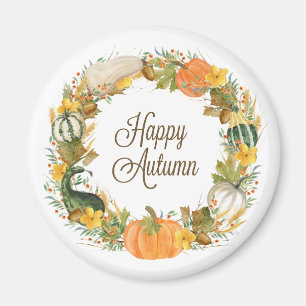 fall watercolor wreath magnet