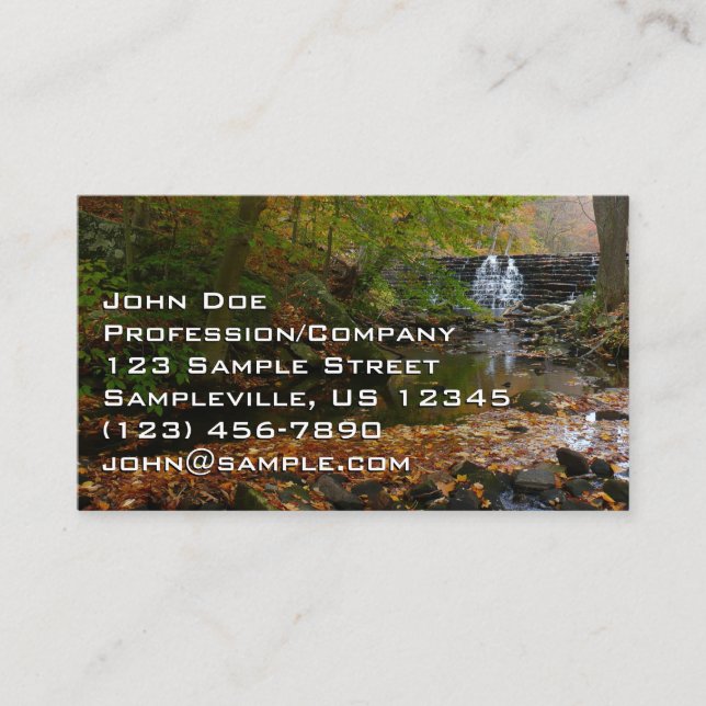 Fall Waterfall and Creek Pennsylvania Nature Business Card (Front)
