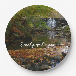 Fall Waterfall and Creek Pennsylvania Nature Paper Plate