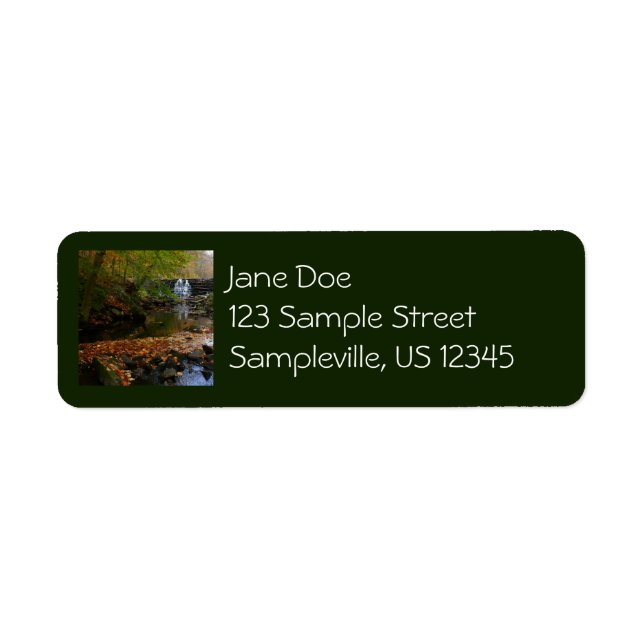 Fall Waterfall and Creek Pennsylvania Nature Return Address Label (Front)