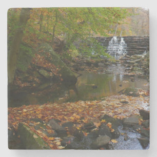 Fall Waterfall and Creek Pennsylvania Nature Stone Coaster
