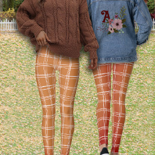 Fall Weaving Geometric Lines Autumn Colours Leggings