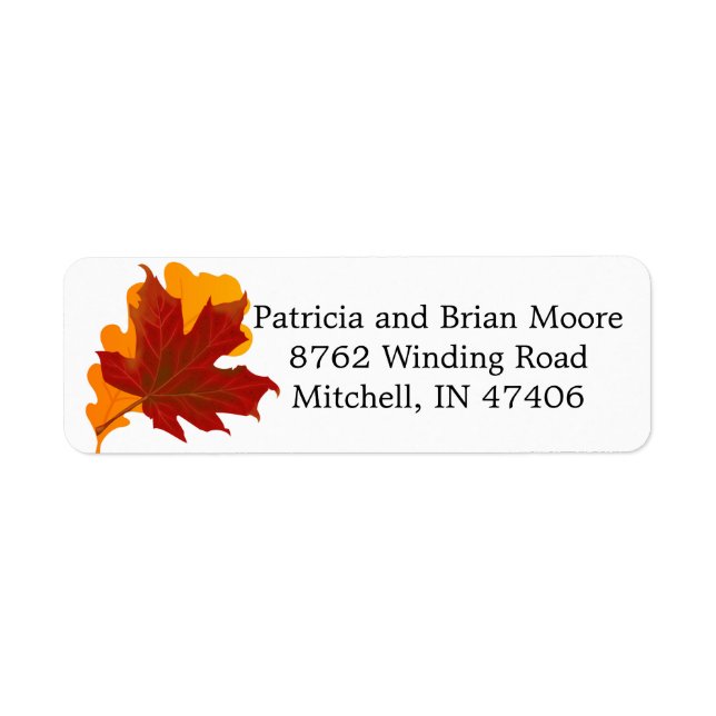 Fall Wedding Autumn Leaves Return Address Label (Front)
