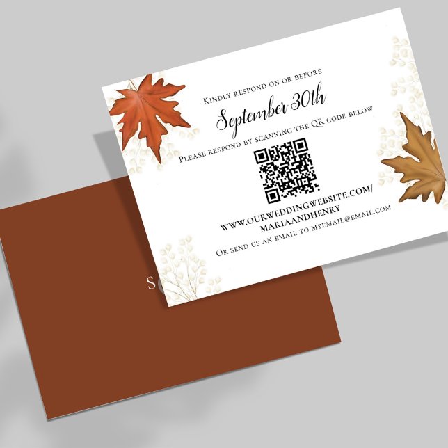Fall Wedding Autumn Leaves RSVP  Enclosure Card (Elegant watercolor fall leaves RSVP card.)