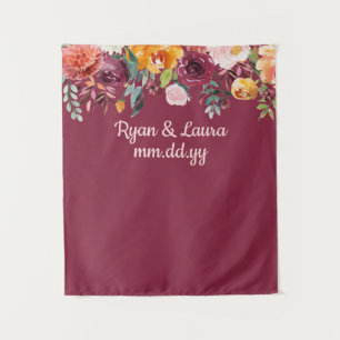Fall Wedding Backdrop, Autumn Photo Booth Backdrop Tapestry