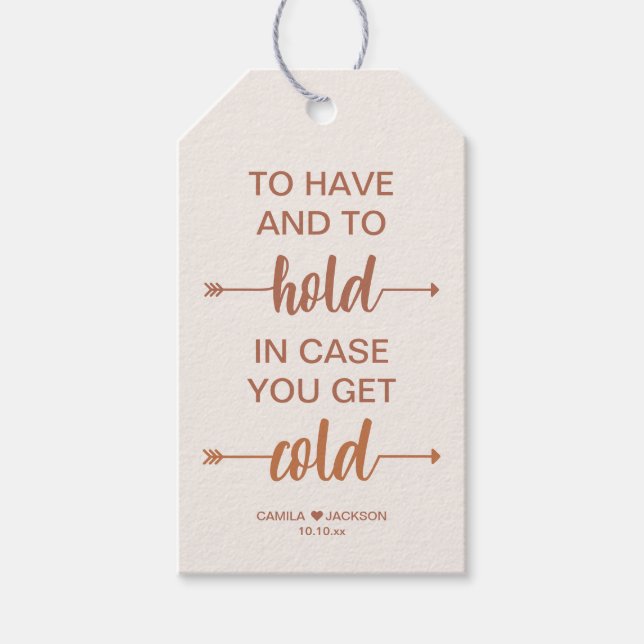 Fall Wedding Blanket Favour Gift Tags (Front)