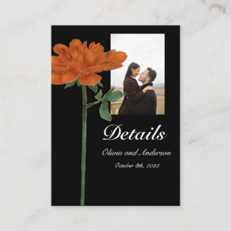 Fall Wedding Burnt Orange Dahlia Details Enclosure Card