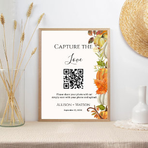 Fall wedding Capture love QR code wedding photo Poster