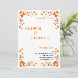 Fall Wedding Cooper & Rebecca Invitation Card