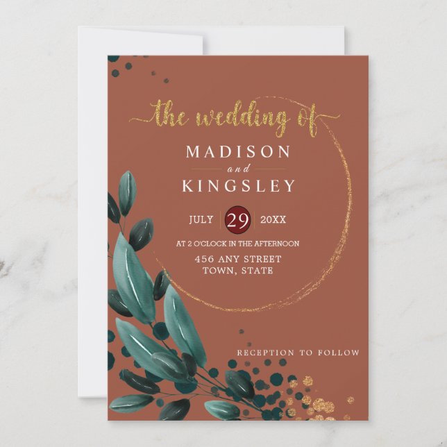 Fall Wedding 🍂 Deep Blue Floral Elegant 💙 Invitation (Front)