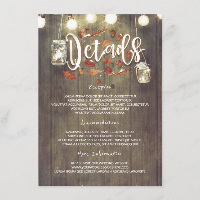 Fall Wedding Details Card (Front)