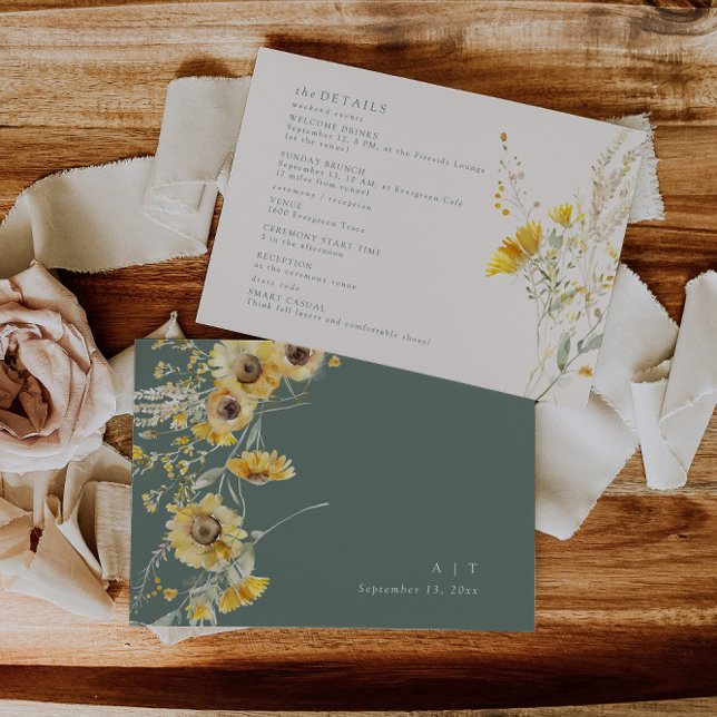Fall Wedding Details Card Sunflower Enclosure Card (Creator Uploaded)
