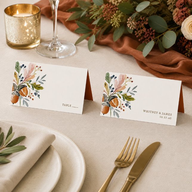 Fall Wedding Dinner Watercolor Table Number Place Card (Creator Uploaded)