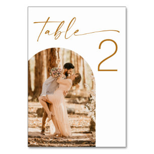 Fall Wedding   Double Sided Modern Arch Photo Table Number