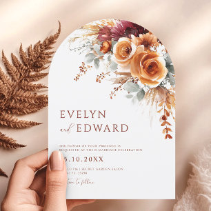 Fall Wedding Elegant Boho Floral  Invitation