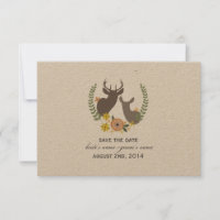 Fall Wedding Floral Deer Save The Date