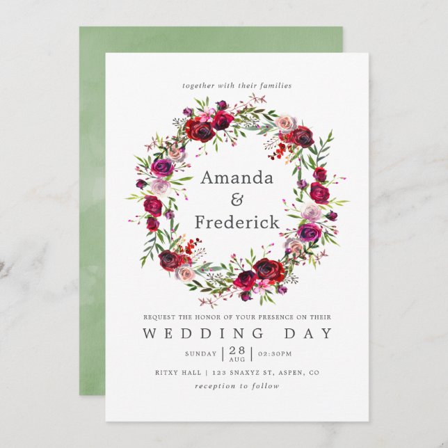 Fall Wedding Floral Invitation (Front/Back)