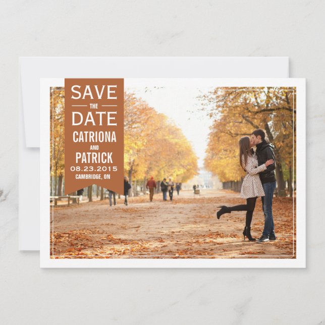 Fall Wedding Frame Save the Date Announcement (Front)
