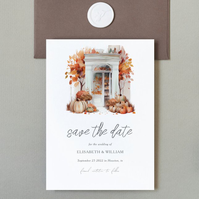 Fall Wedding Front Door Save the Date QR Code Invitation (Creator Uploaded)