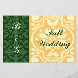 Fall Wedding Green Cream Flyer Template