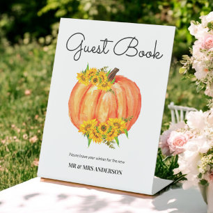 Fall Wedding Guest Book Pedestal Sign