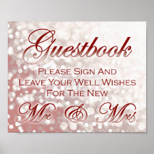 Fall Wedding Guestbook Sign - Champagne and Red