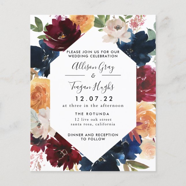 Fall Wedding Invitation | Budget Flyer (Front)