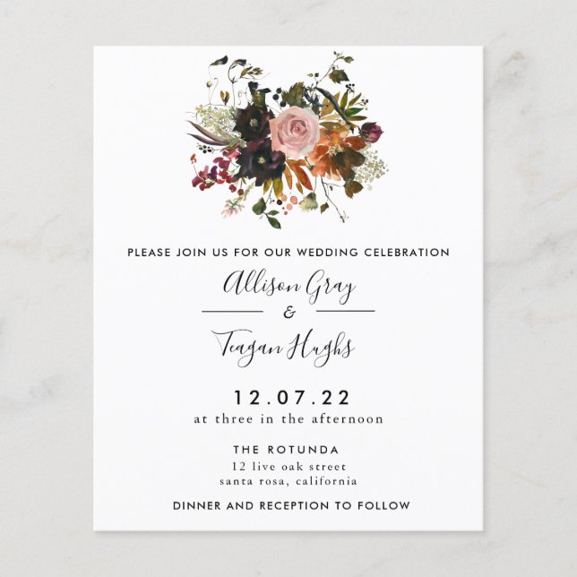 Fall Wedding Invitation | Budget Flyer (Front)