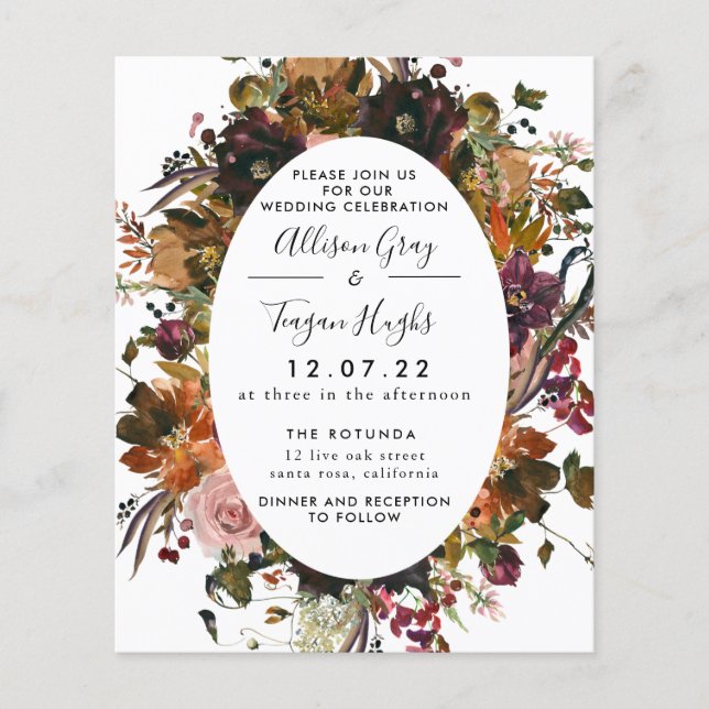 Fall Wedding Invitation | Budget Flyer (Front)
