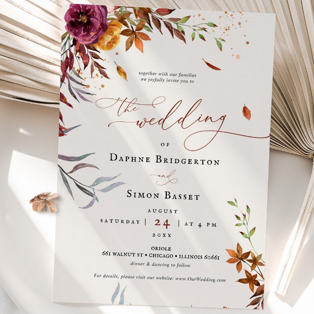 Fall Wedding Invitation Burnt Orange Modern Script (Creator Uploaded)