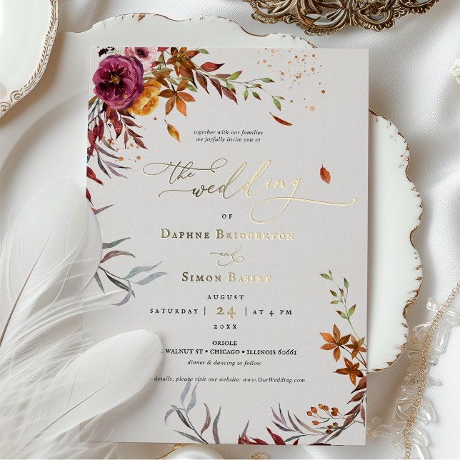 Fall Wedding Invitation Burnt Orange Modern Script (Creator Uploaded)