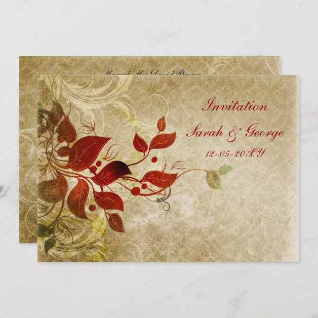 fall wedding Invitation cards (Front/Back)