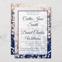 Fall Wedding Invitation - Champagne and Navy