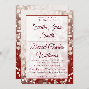 Fall Wedding Invitation - Champagne and Red
