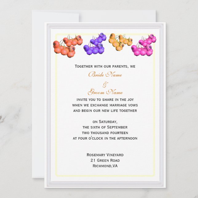 Fall wedding invitation from bride and groom (Front)