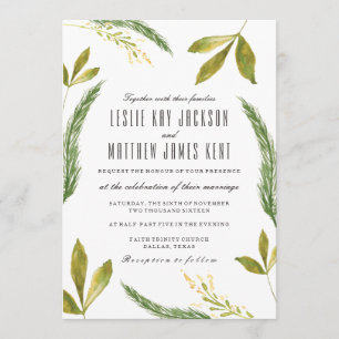 Fall Wedding Invitation - Rustic Harvest Greenery