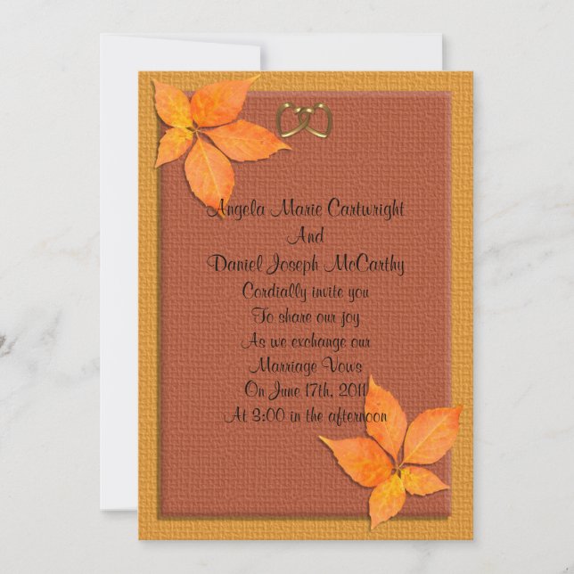 Fall wedding Invitation rustic leaves (Front)