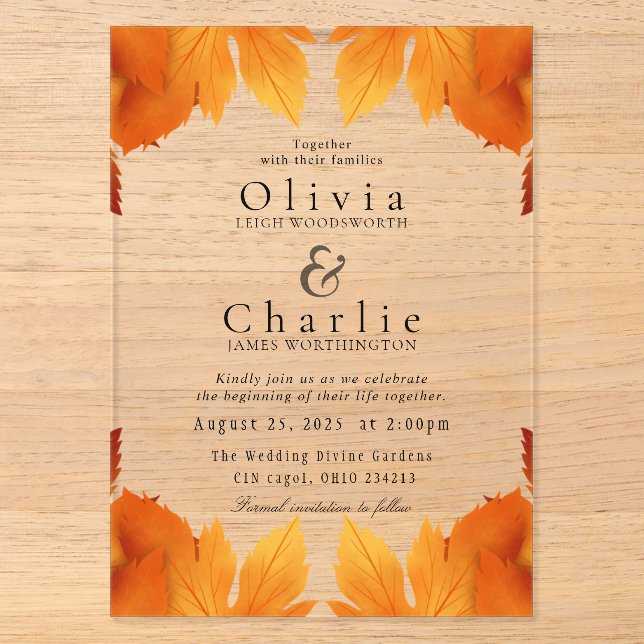 Fall Wedding Invitation Template (Front)