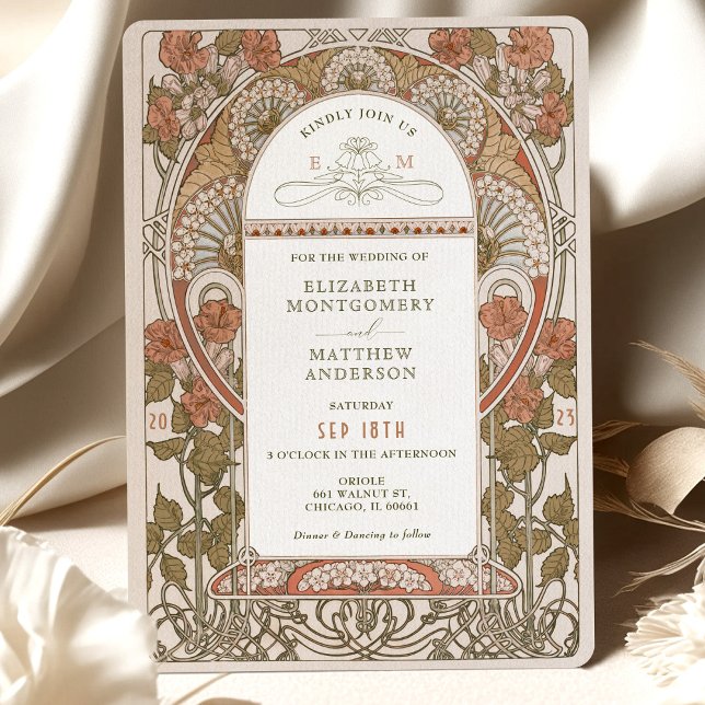 Fall Wedding Invitations Art Nouveau by Mucha (Creator Uploaded)