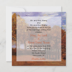 Fall wedding invitations. Autumn Landscape Invitation