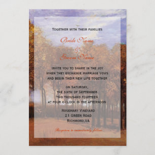 Fall wedding invitations from bride and groom