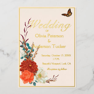 Fall Wedding Ivory Floral Monarch Butterfly
