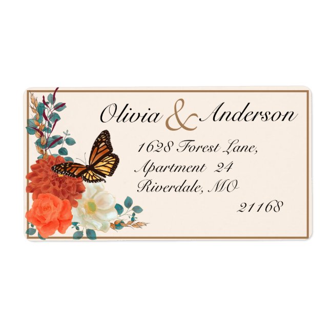 Fall Wedding Ivory Floral Monarch Butterfly  (Front)