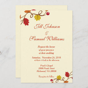 Fall Wedding Leaf and Berry Vine Invitation